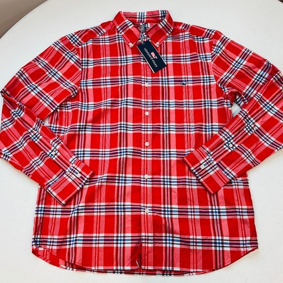 Vineyard Vines Other - NWT Vineyard Vine OTG Performance M Long Sleeve Shirt Racing Red / Blue / White